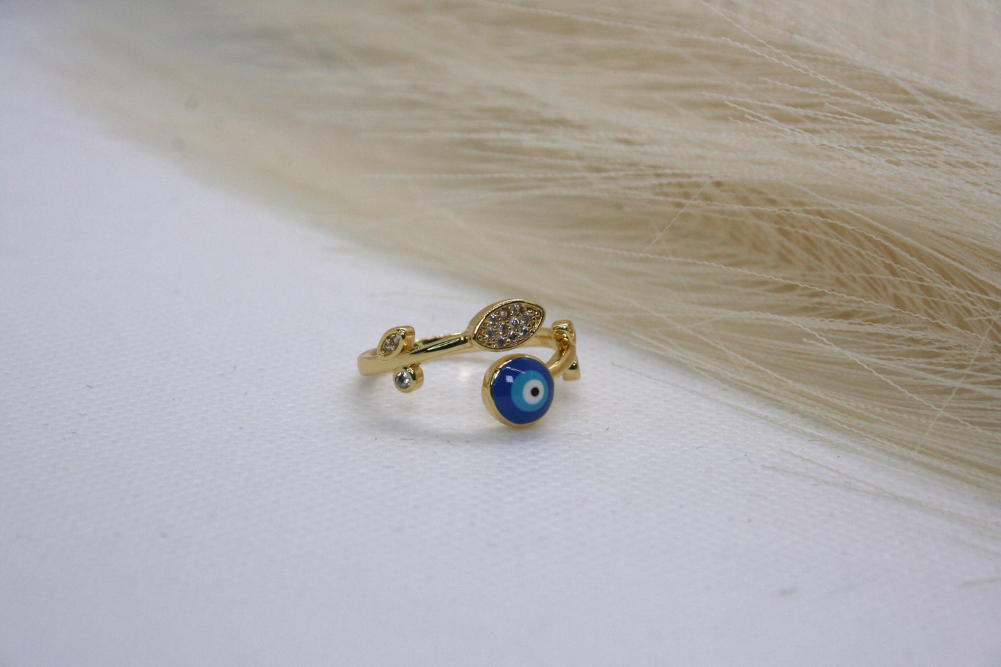 Azul aqua evil eyes ring