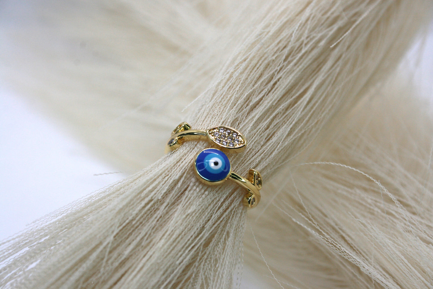 Azul aqua evil eyes ring