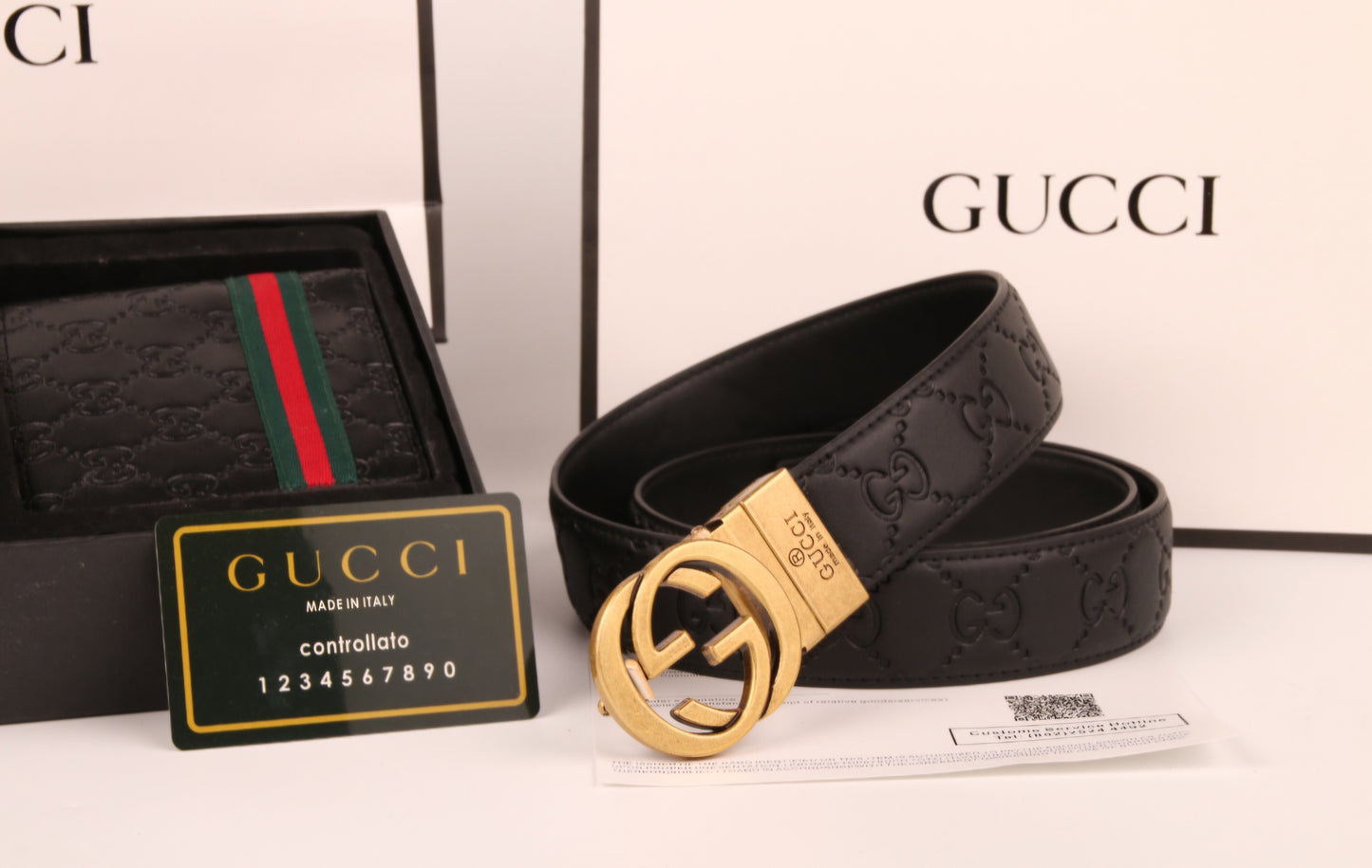 Men wallet and belt set