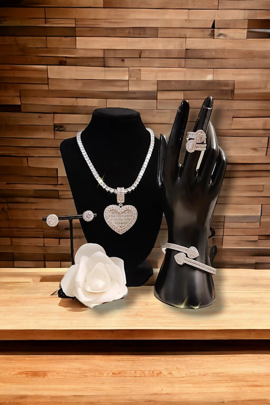 Necklace,bracelet,ring, and earings set