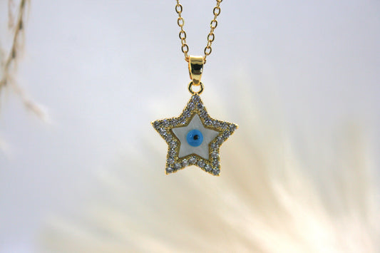 Necklace Star evil eyes