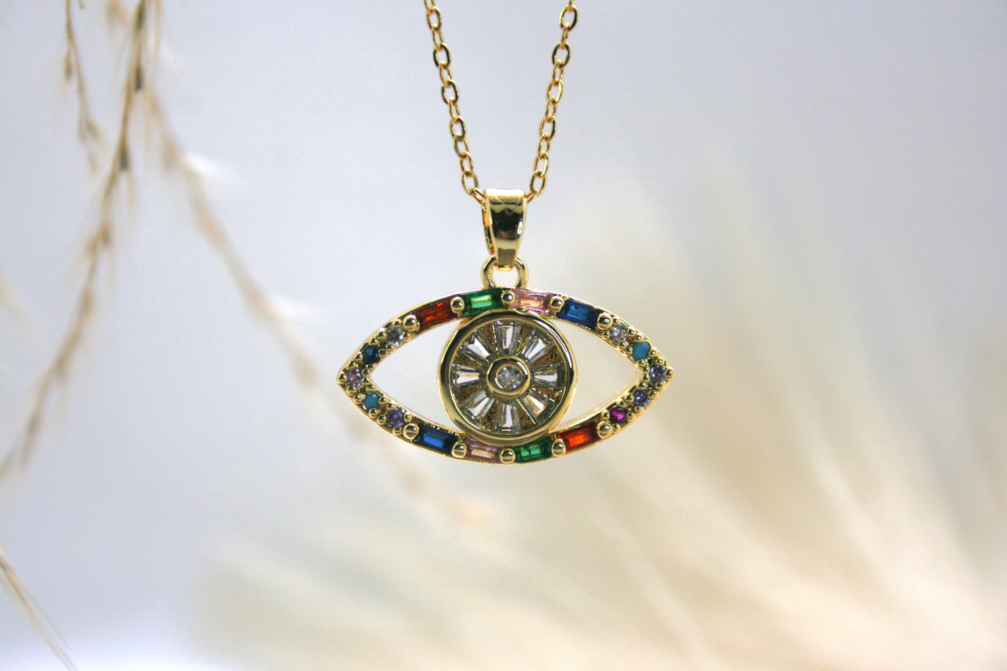 Rainbow evil eyes Necklace