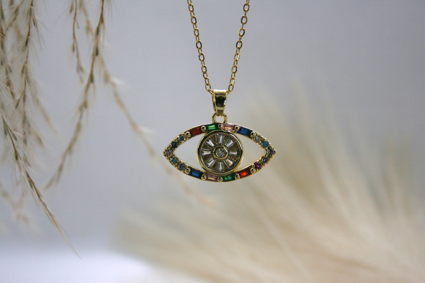 Rainbow evil eyes Necklace