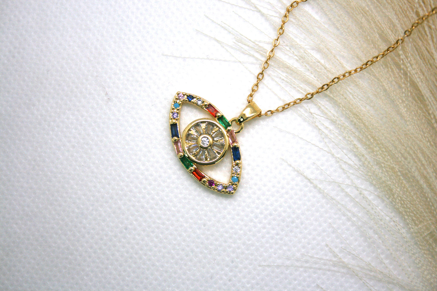 Rainbow evil eyes Necklace