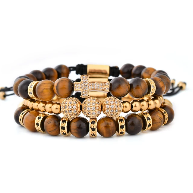 Marron Men bracelet set of 3