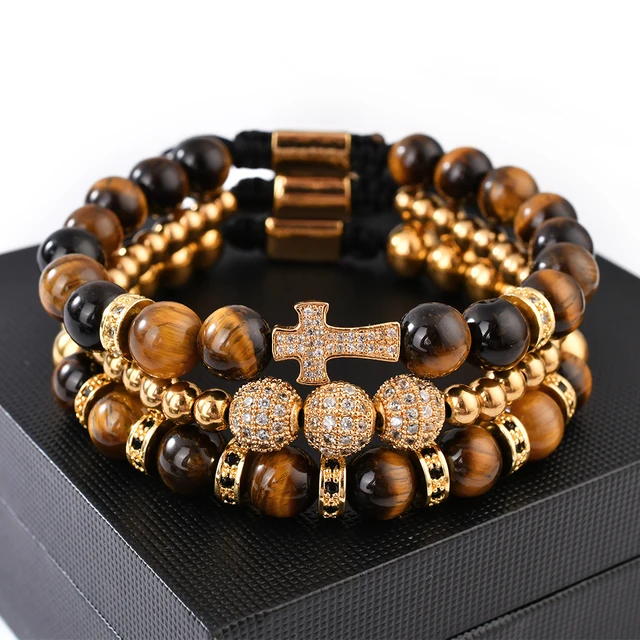 Marron Men bracelet set of 3